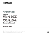 Yamaha RX-A3070 2070 - Owners manual